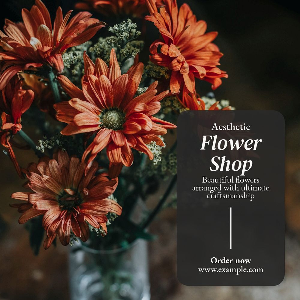 Flower shop Instagram post template, editable text