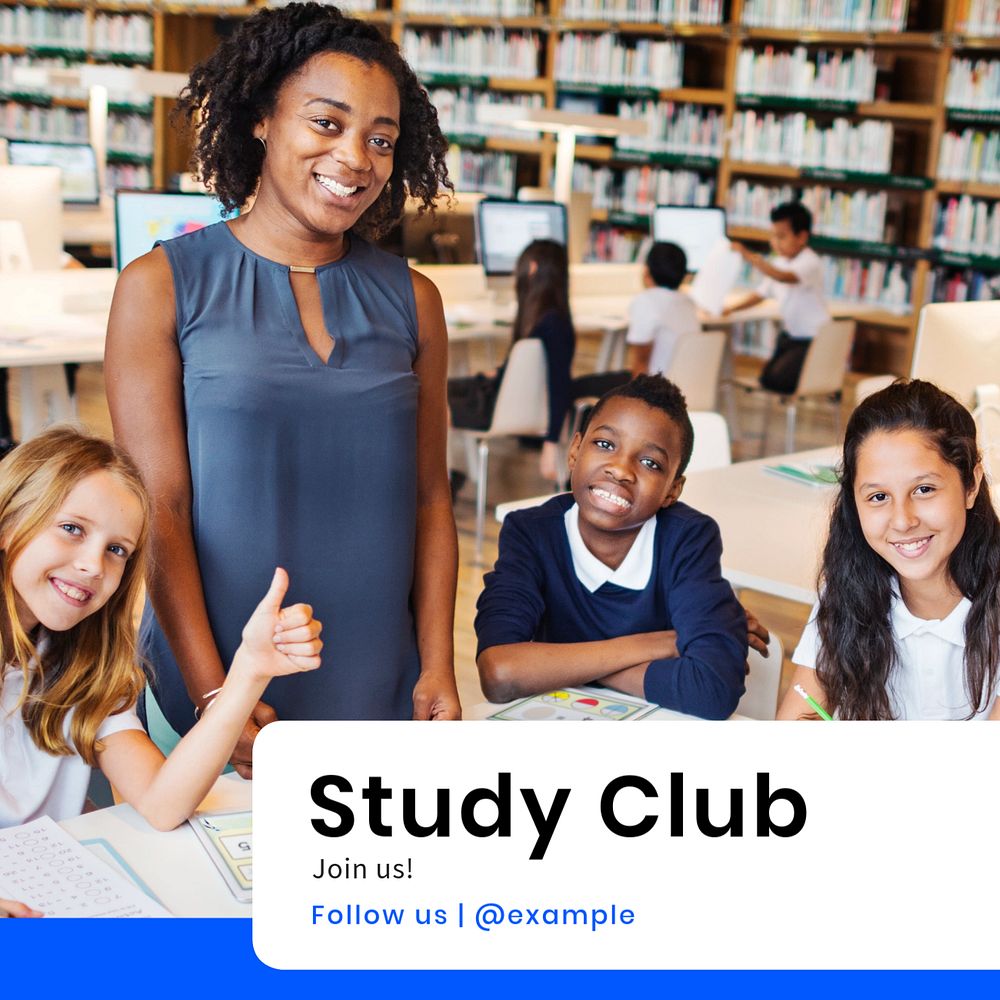 Study club Instagram post template, editable text