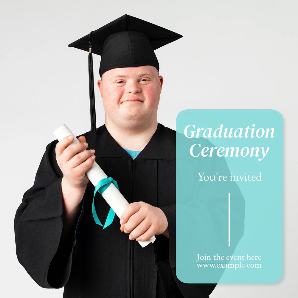 Graduation ceremony Instagram post template, editable text