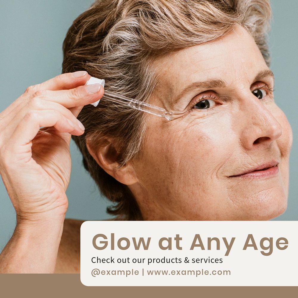 Aging skin treatment Instagram post template, editable text