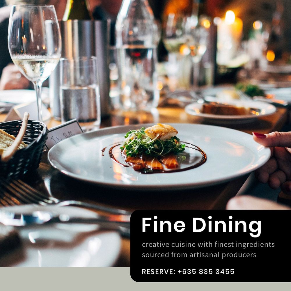 Fine dining Instagram post template, editable text