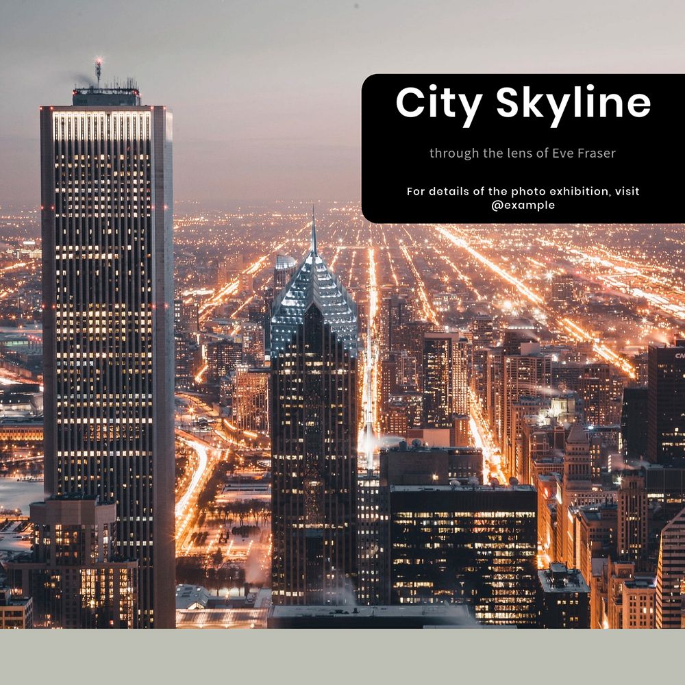 City skyline Instagram post template, editable text