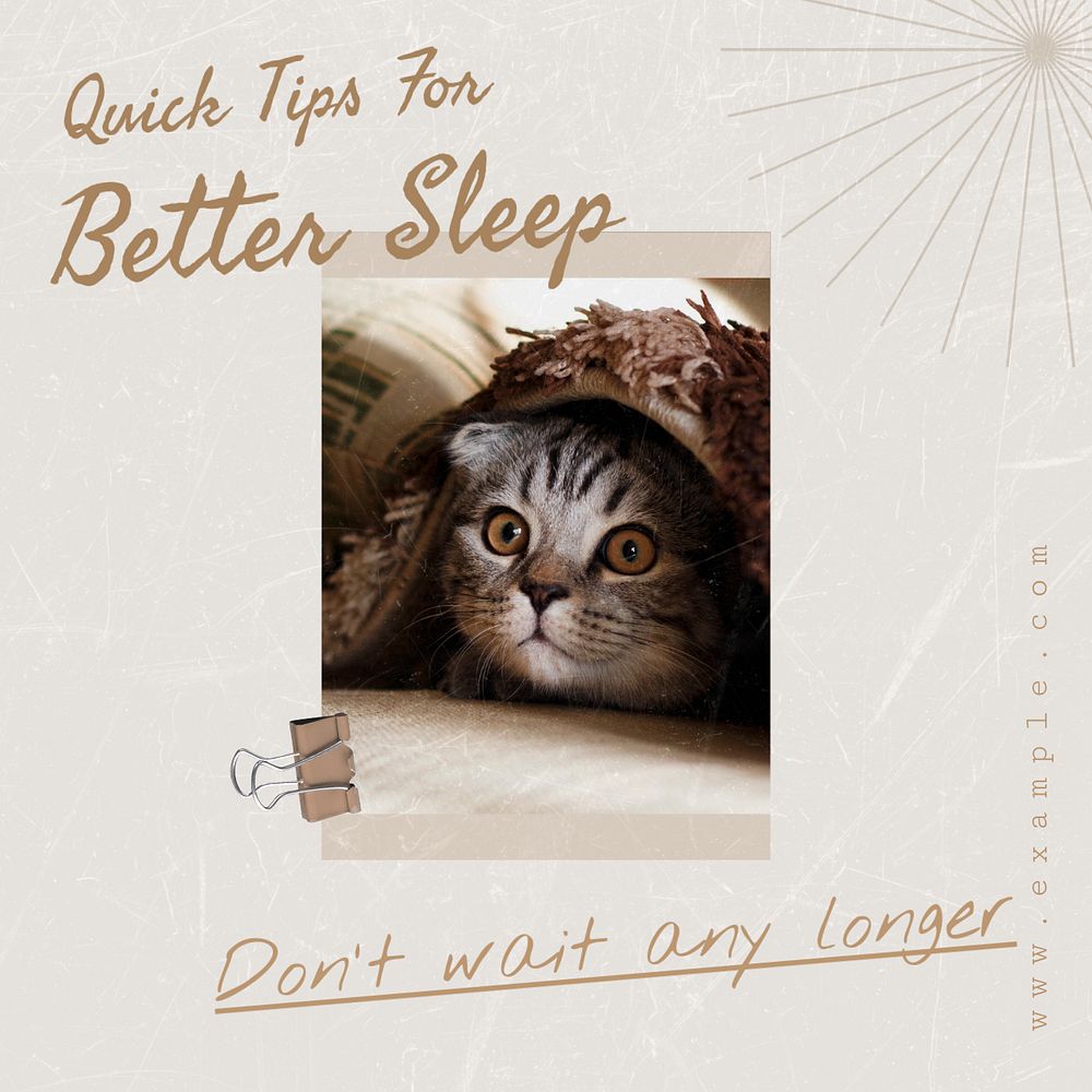 Sleep tips Instagram post template, editable text