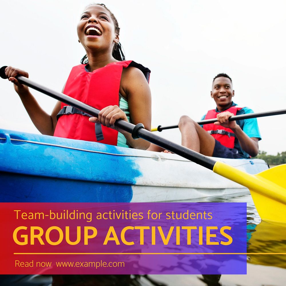 Group activities Instagram post template, editable text