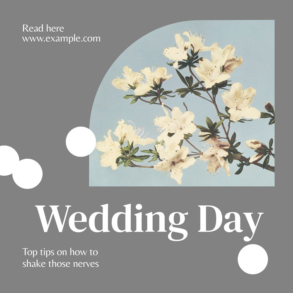 Wedding day Instagram post template, editable text