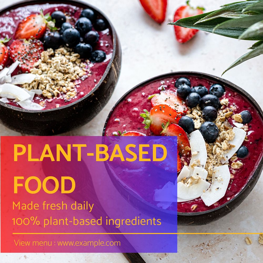 Plant-based food Instagram post template, editable text