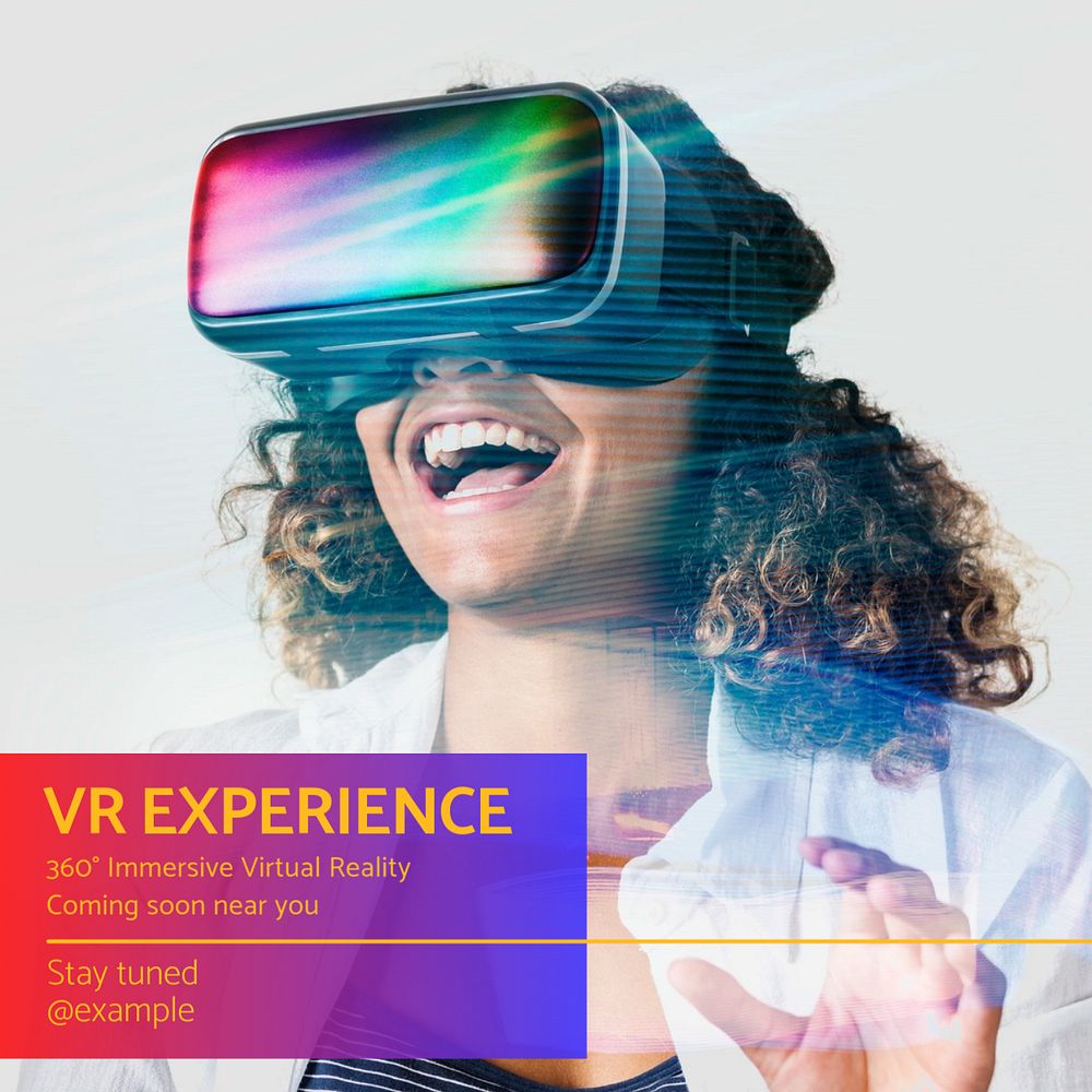 VR experience Instagram post template, editable text