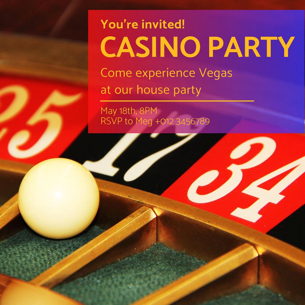 Casino night Instagram post template, editable text