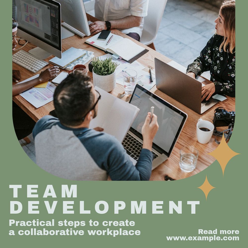 Team development  Instagram post template, editable text