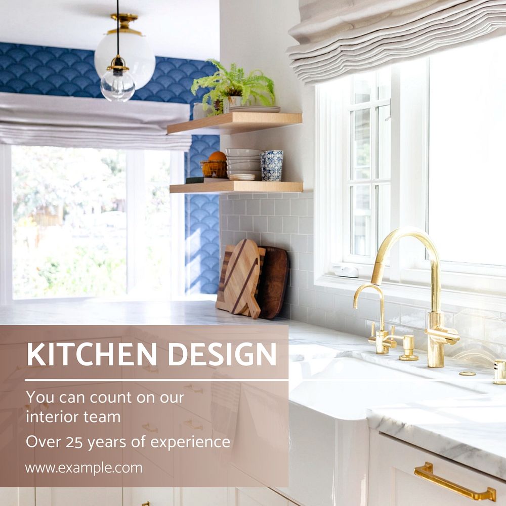 Kitchen design Instagram post template, editable text