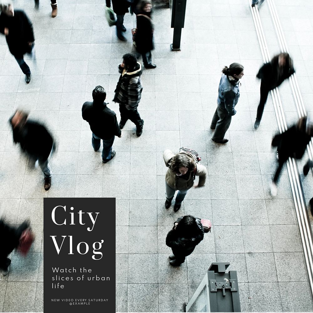 City vlog Instagram post template, editable text