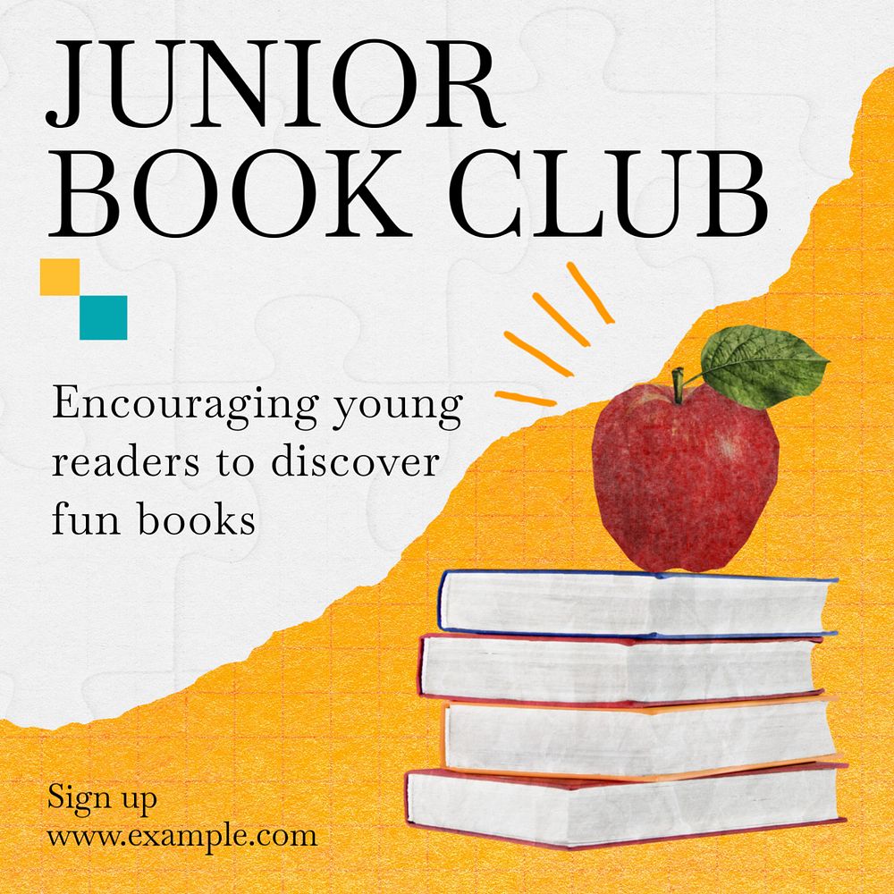 Junior book club Instagram post template, editable text