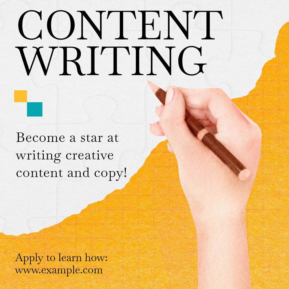 Content writing Instagram post template, editable text