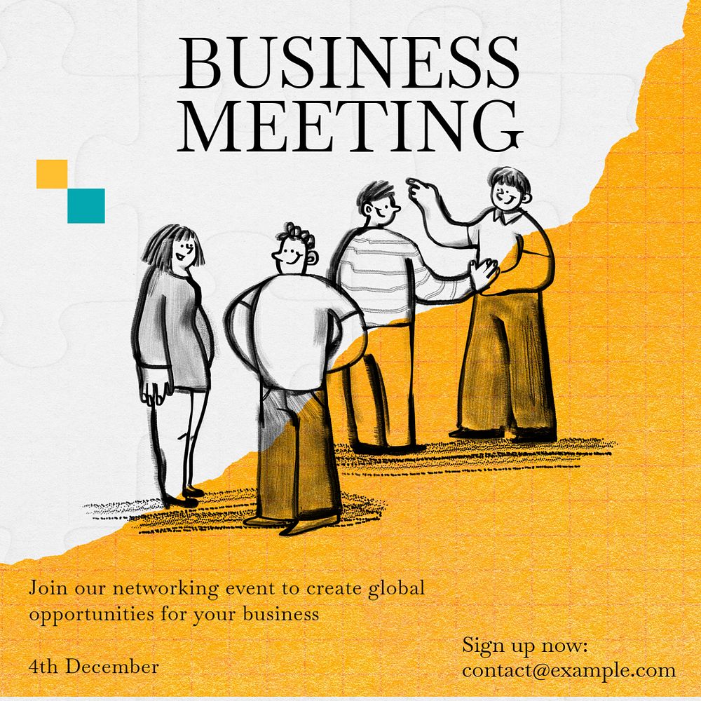 Business meeting Instagram post template, editable text