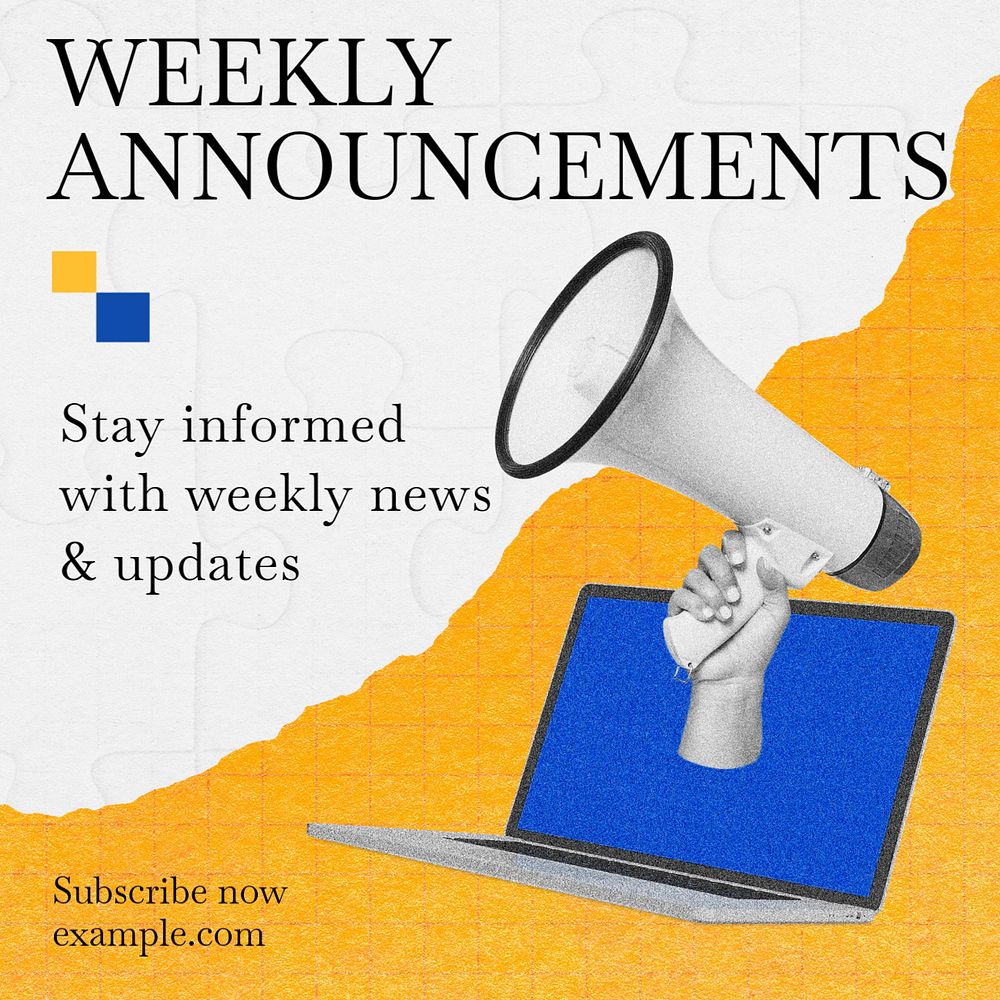 Weekly announcements Instagram post template, editable text