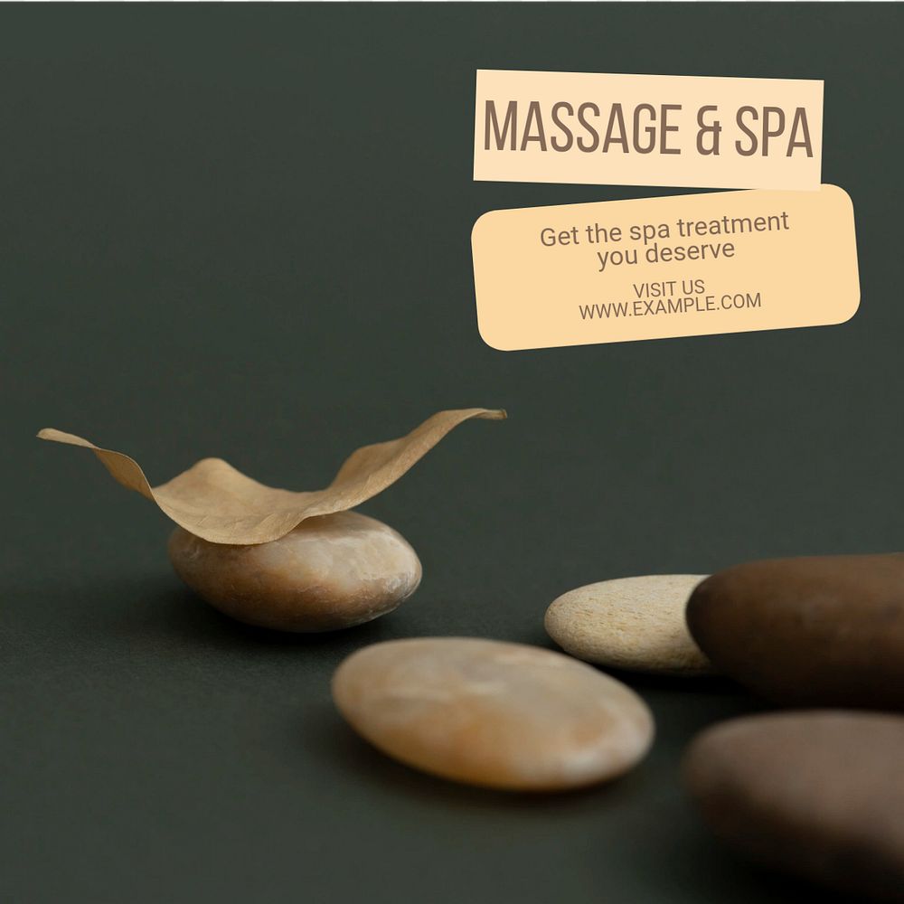 Massage & spa Instagram post template, editable text