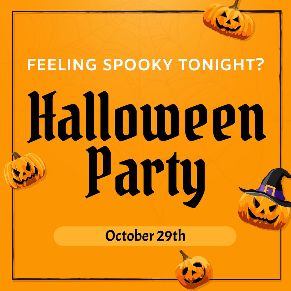 Halloween party Instagram post template, editable design