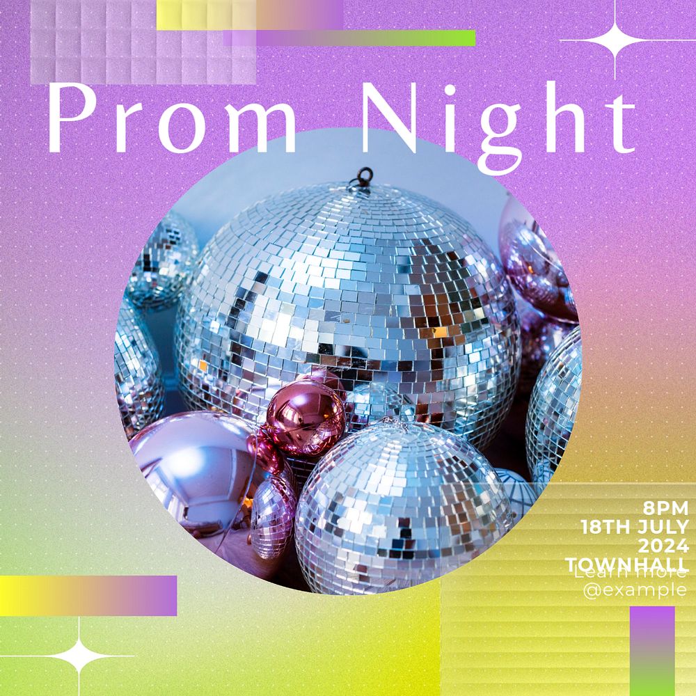 Prom night Instagram post template, editable text