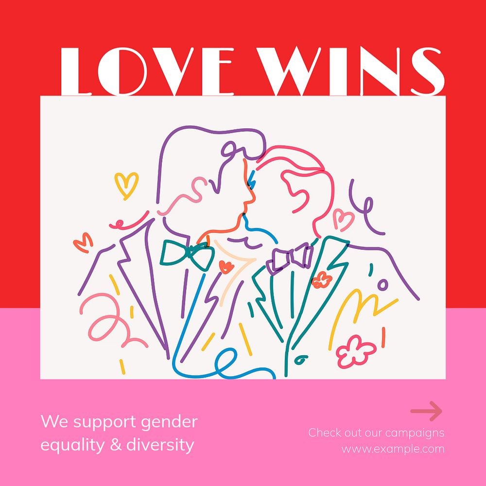 Love wins Instagram post template, editable text