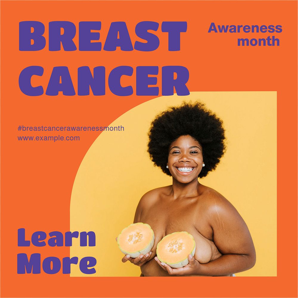 Breast cancer Instagram post template, editable design