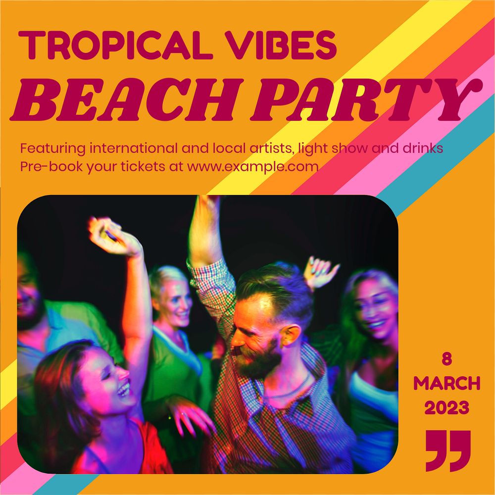 Beach party Instagram post template, editable design