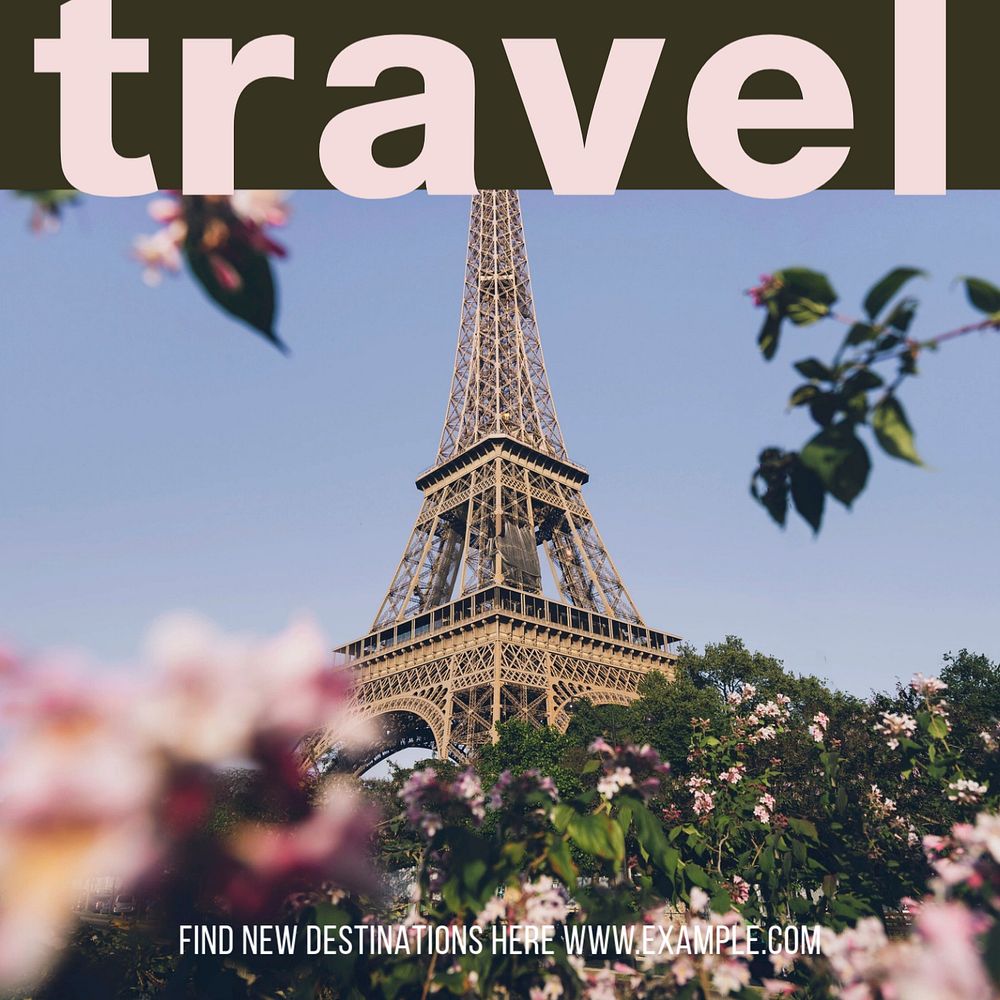 Travel Instagram post template, editable design