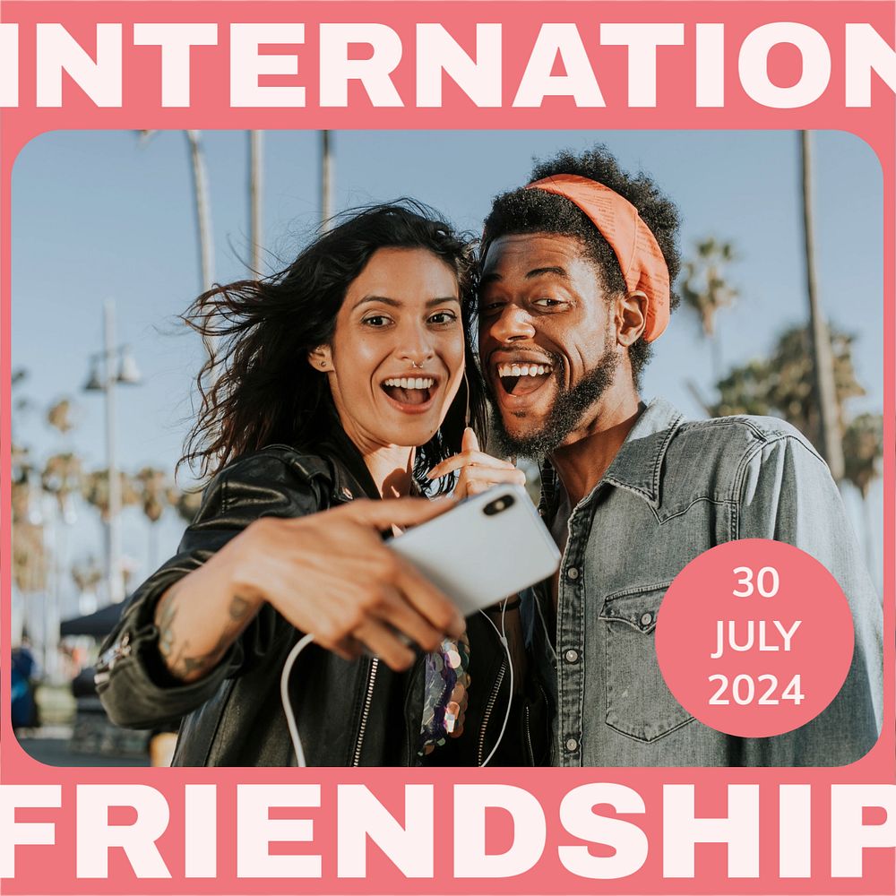 International friendship day Instagram post template, editable design