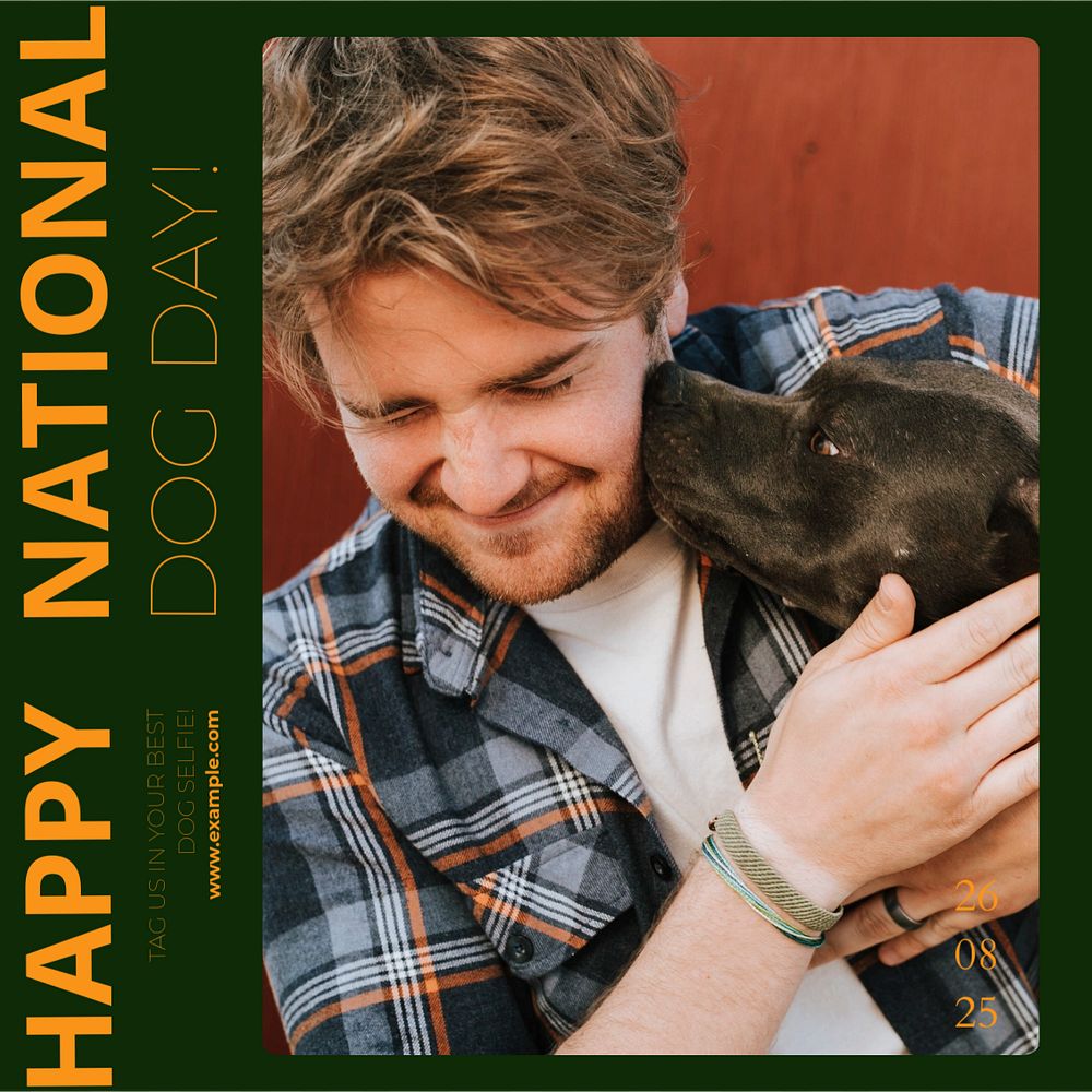 National dog day Instagram post template, editable design