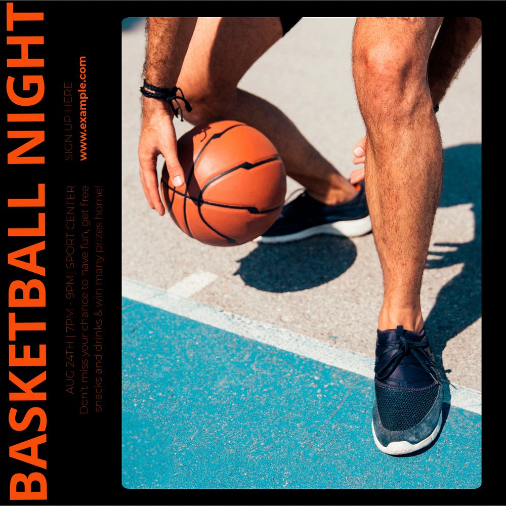 Basketball night Instagram post template, editable design