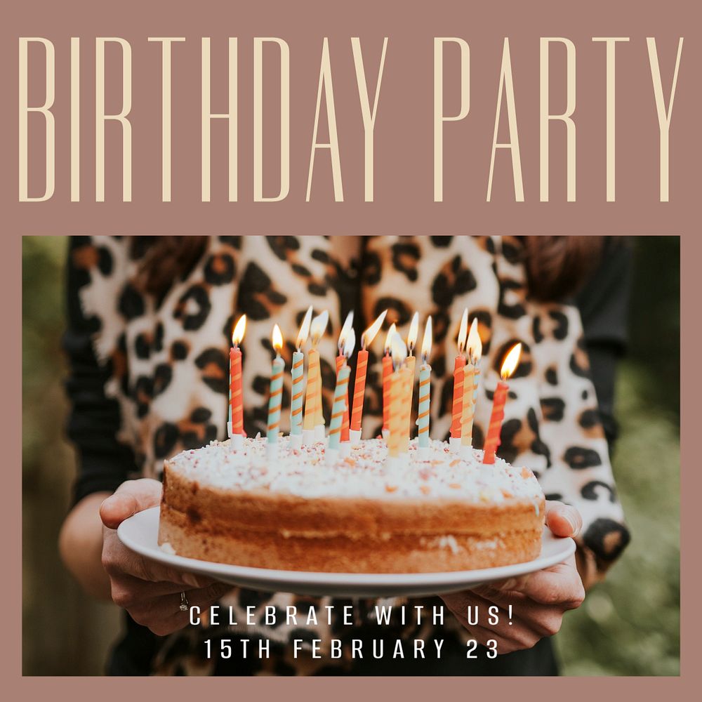 Birthday party Instagram post template, editable design