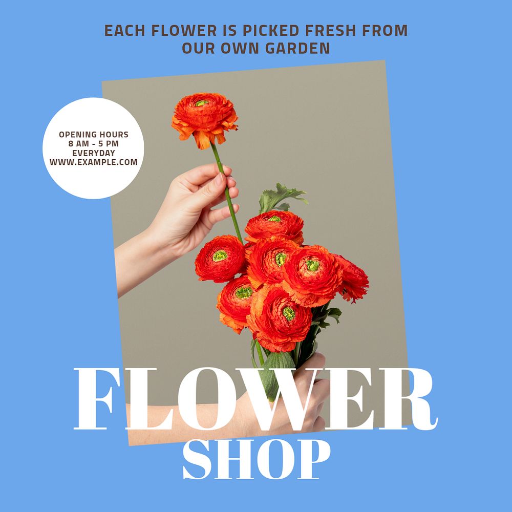 Flower shop Instagram post template, | Premium Editable Template - rawpixel