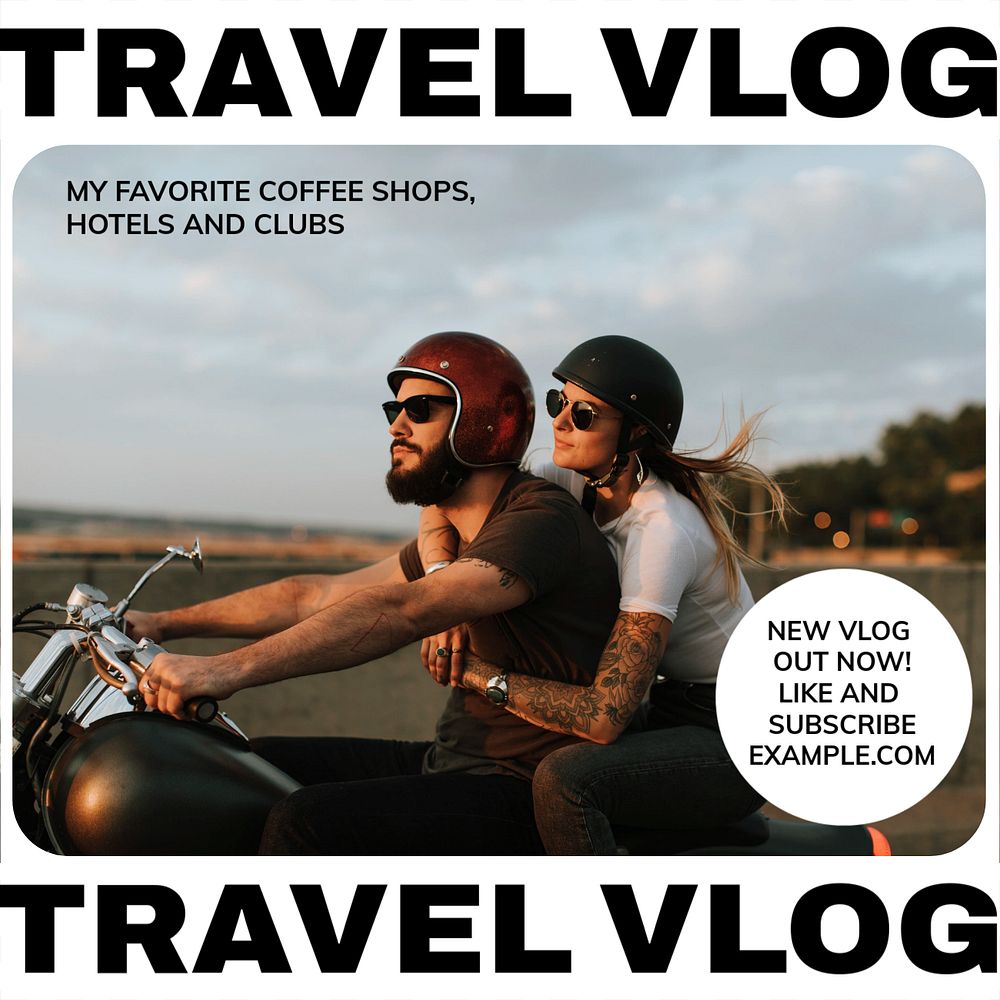 Travel vlog Instagram post template, editable design