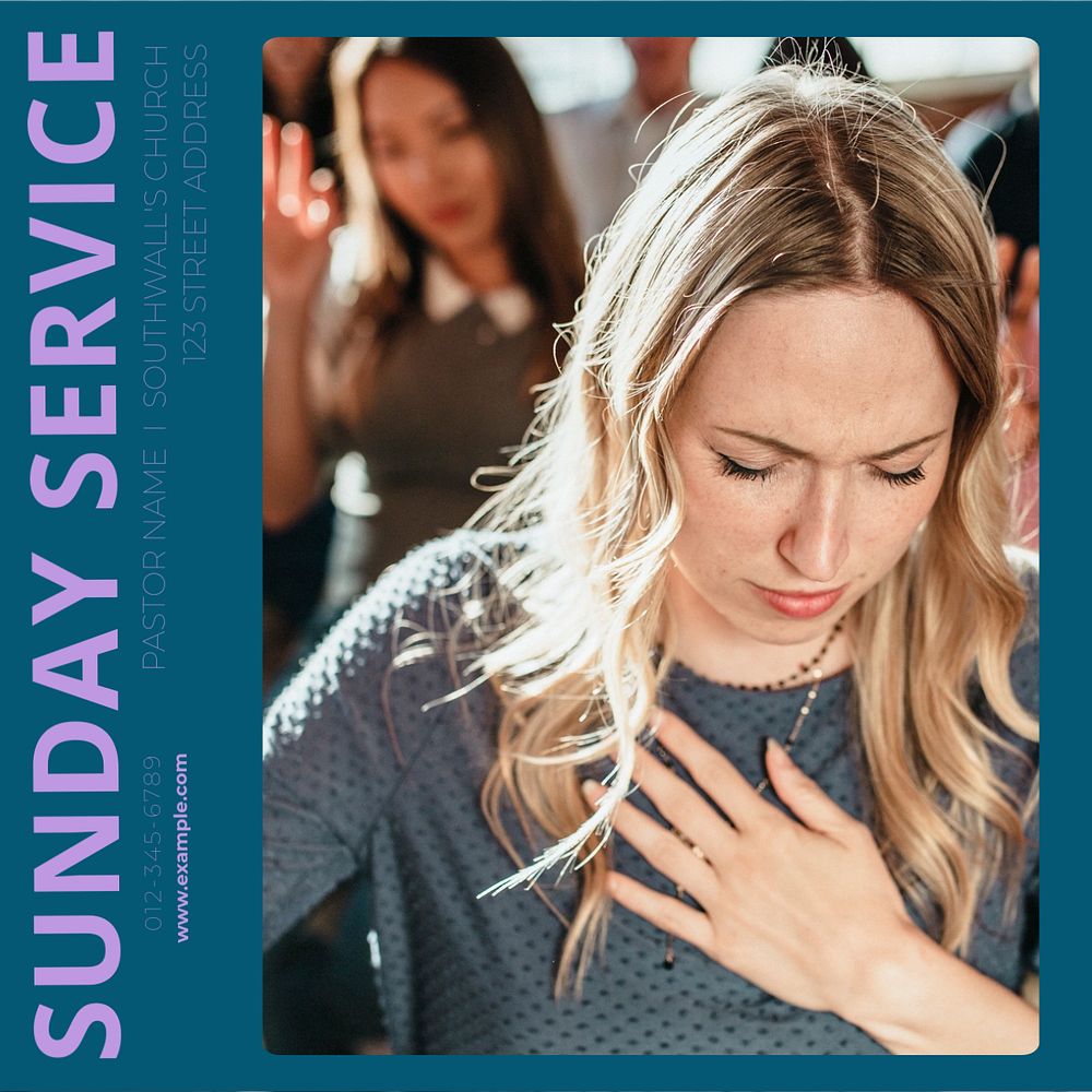 Sunday services Instagram post template, editable design