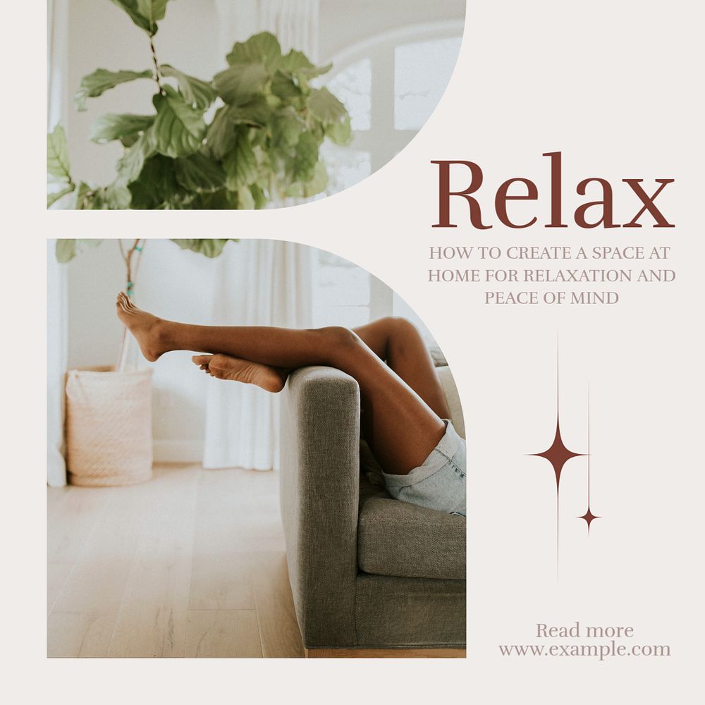 Relax at home Instagram post template, editable design