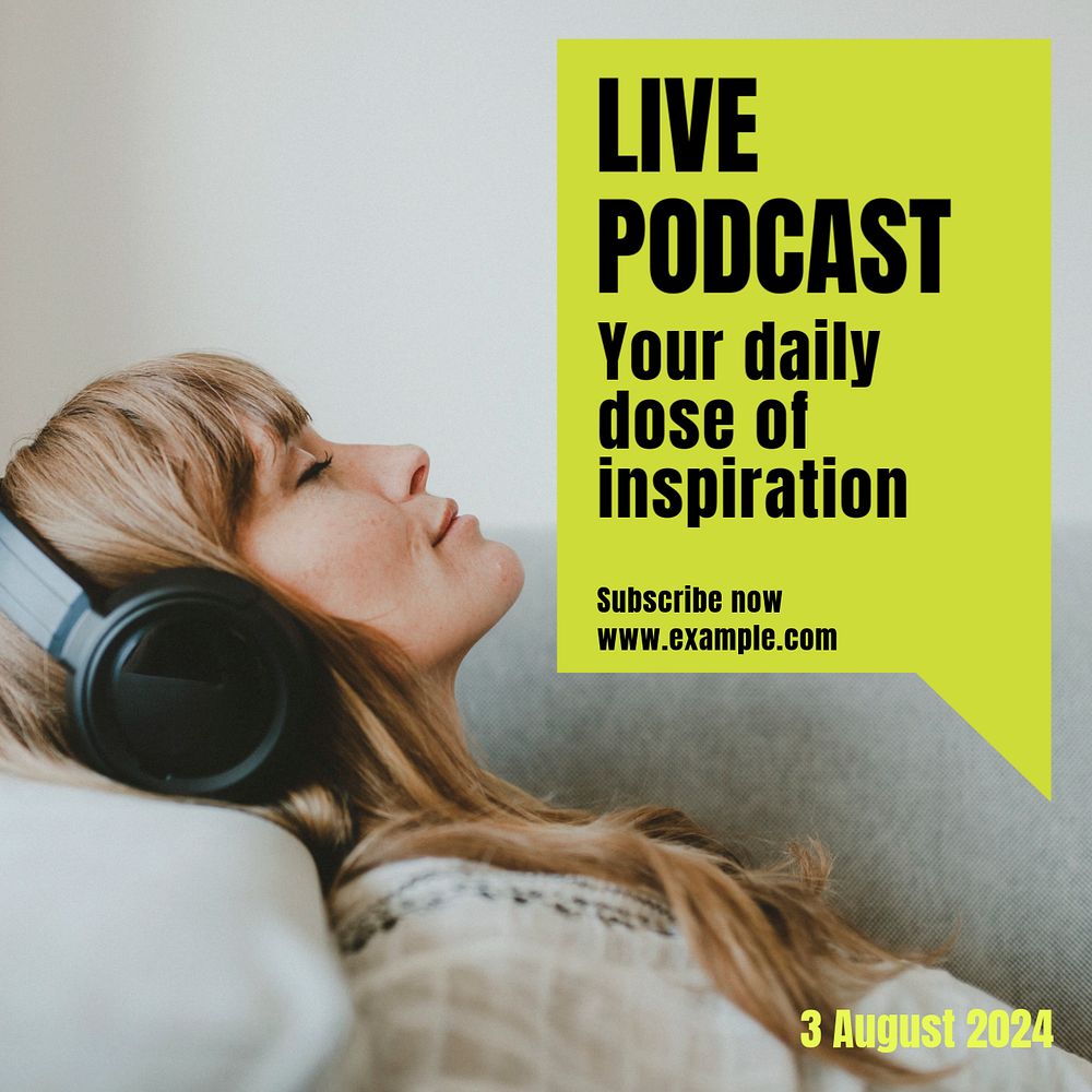 Live podcast Instagram post template, editable design