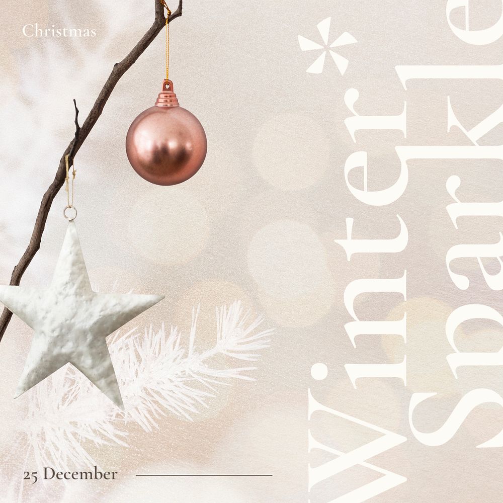 Winter sparkle Instagram post template, editable design