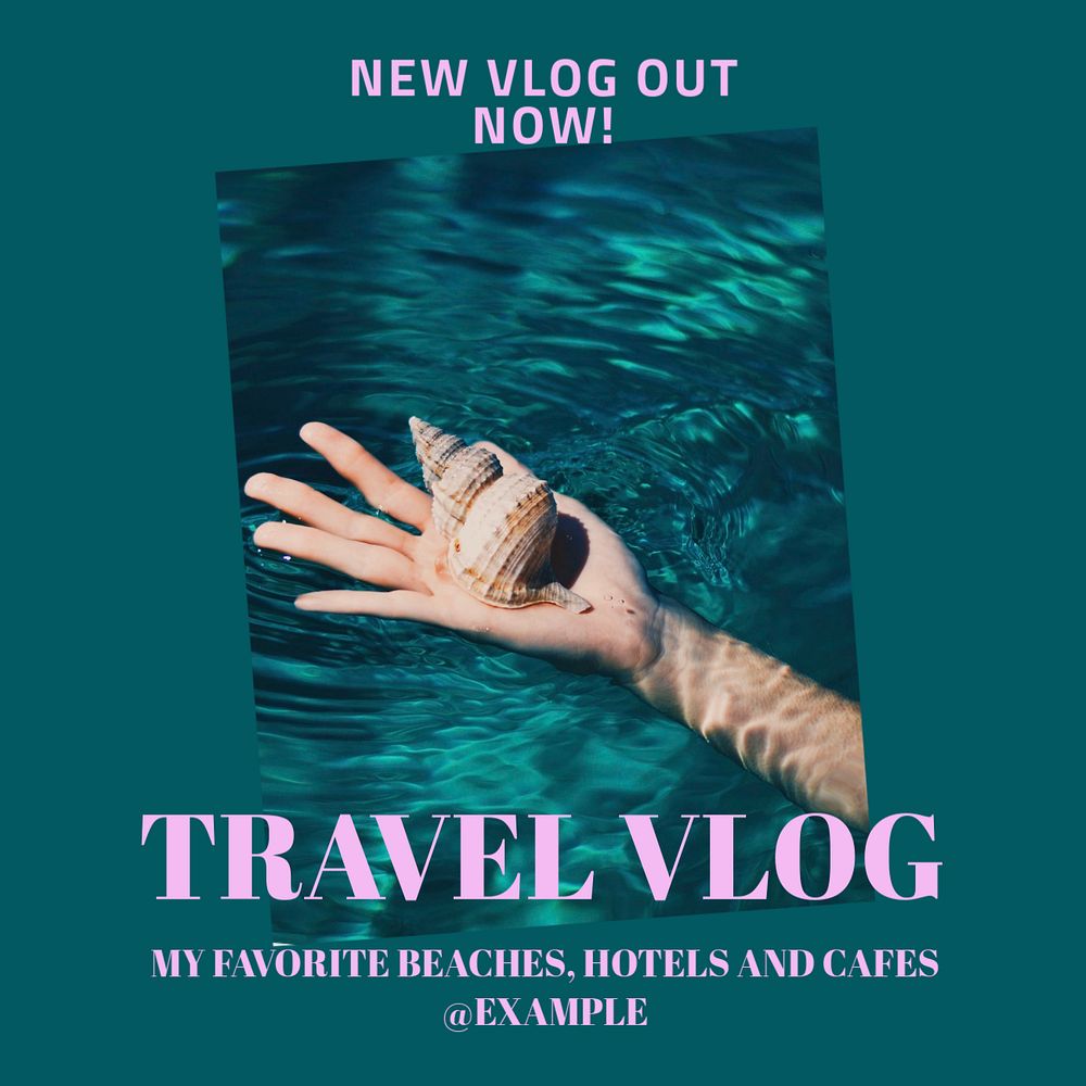 Travel vlog Instagram post template, editable design