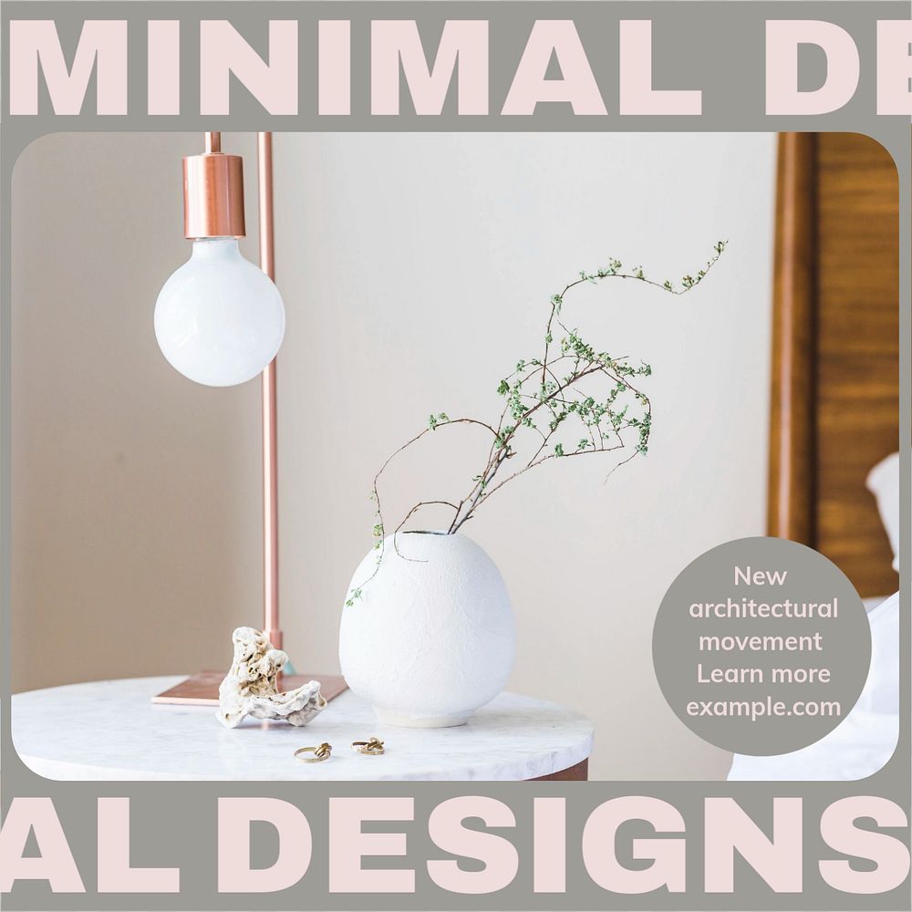 Minimal interior design Instagram post template, editable design