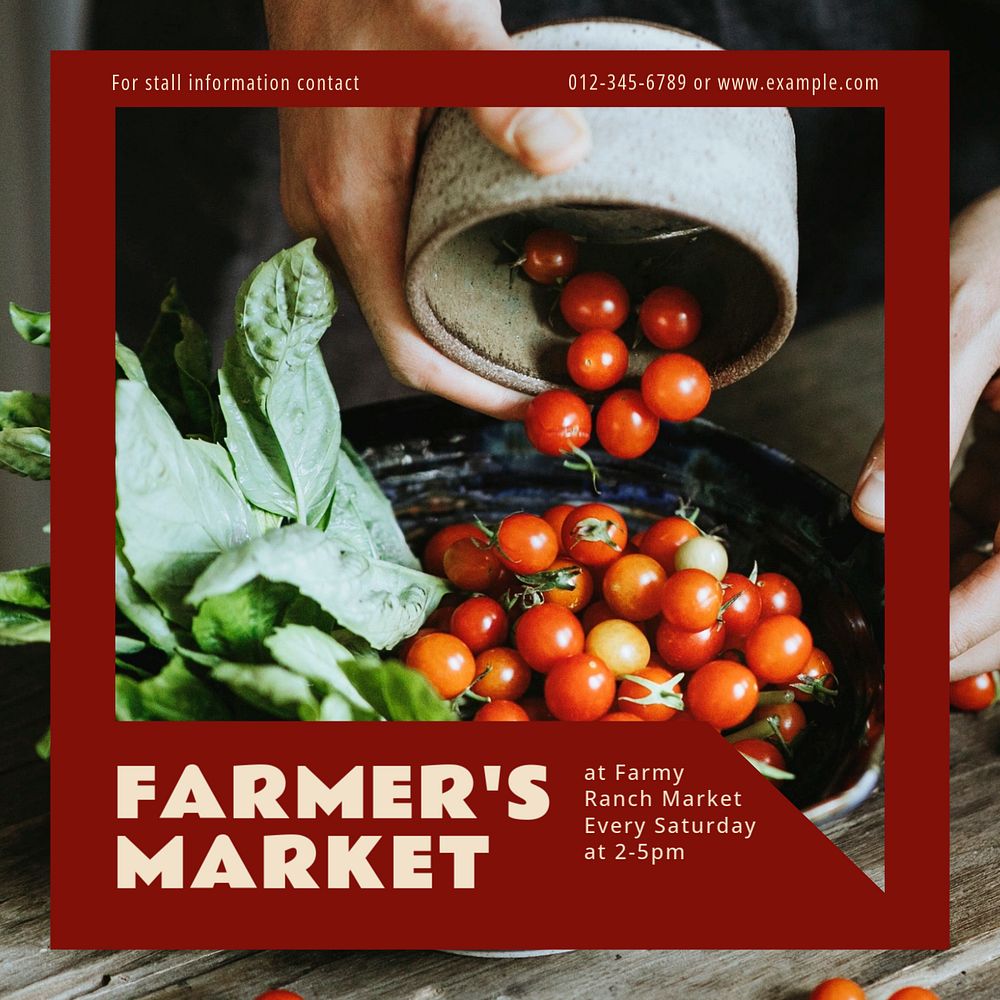 Farmer's market Instagram post template, editable design