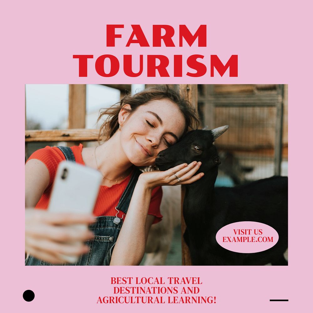 Farm tourism Instagram post template, editable design