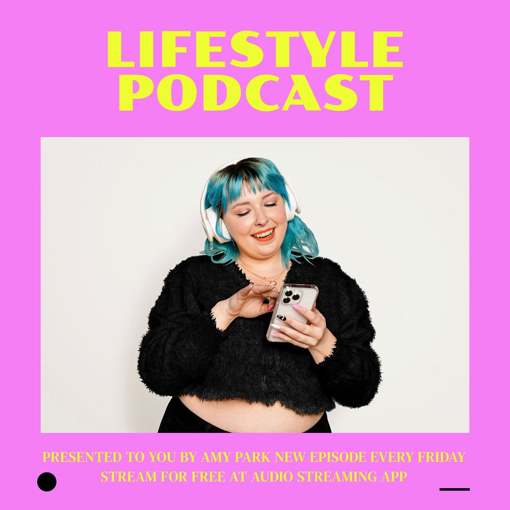 Lifestyle podcast Instagram post template, editable design