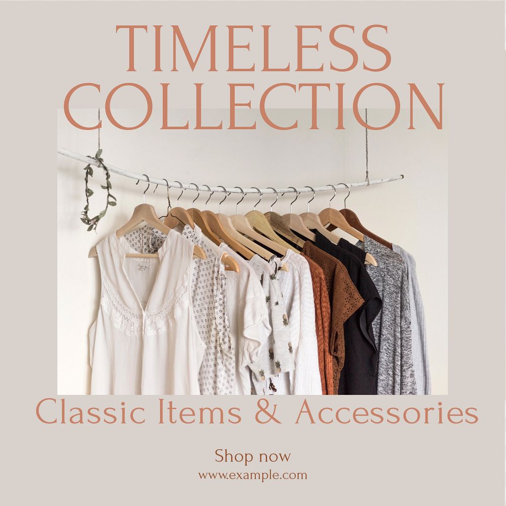 Timeless collection Instagram post template, editable design