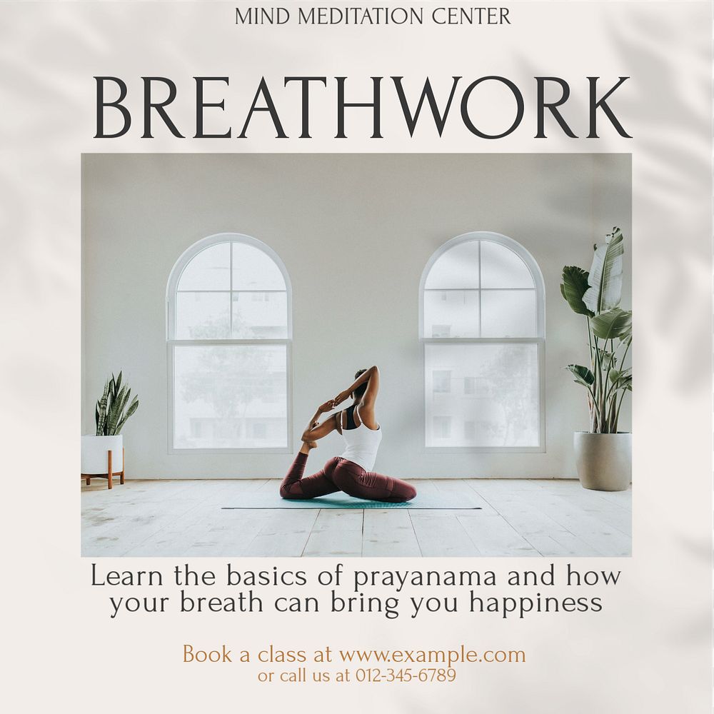 Breathwork exercise Instagram post template, | Premium Editable ...