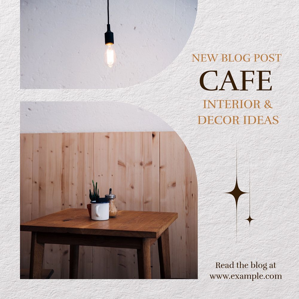 Cafe interior Instagram post template, editable design