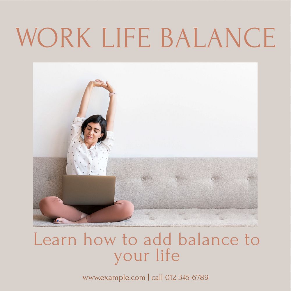 Work life balance Instagram post template, editable design