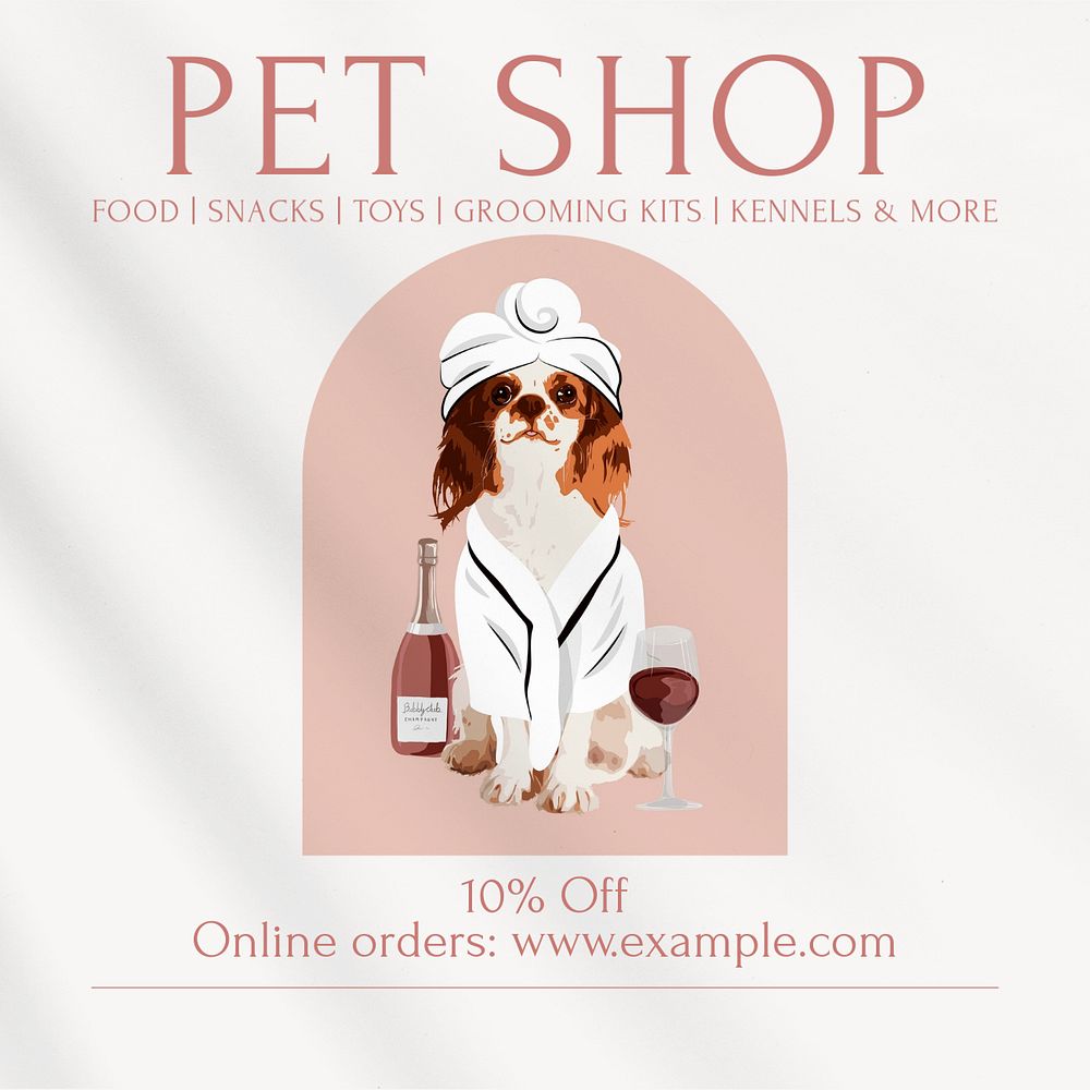 Pet shop Instagram post template, editable design