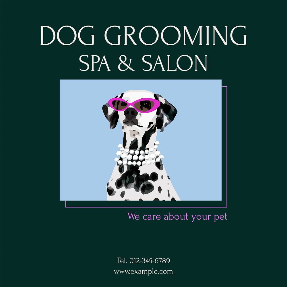 Dog grooming Instagram post template, editable design