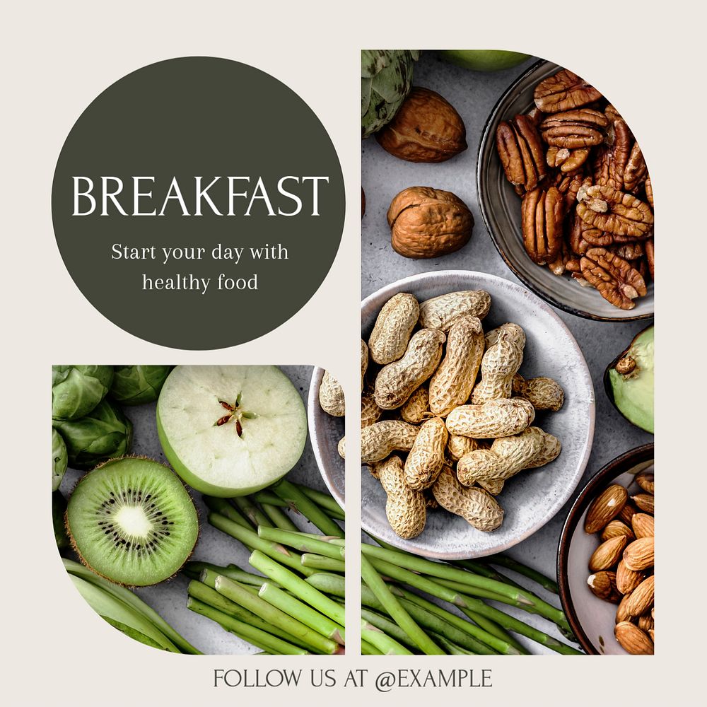 Breakfast Instagram post template, editable design