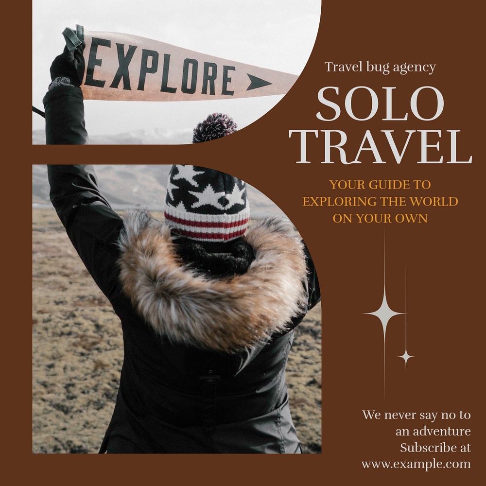 Solo travel Instagram post template, editable design