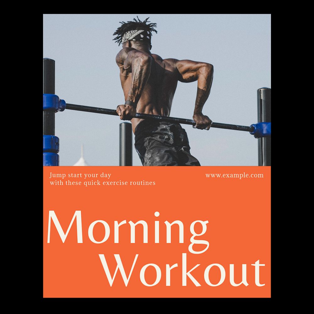 Morning workout routine Instagram post template, editable design